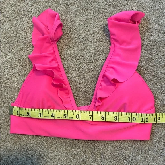 Aerie Pink Ruffled Bikini Top Size Small - Picture 4 of 5